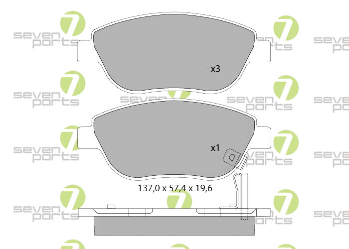 Pastiglie anteriori,  FIAT 500 L(351,352)  SEVEN PASRTS  SVP24130