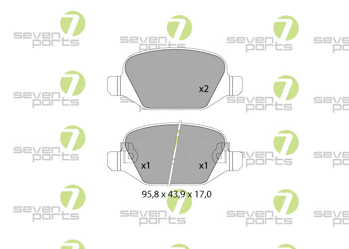 Pastiglie anteriori, FIAT 500 L (351,352), SEVEN PARTS SVP27620